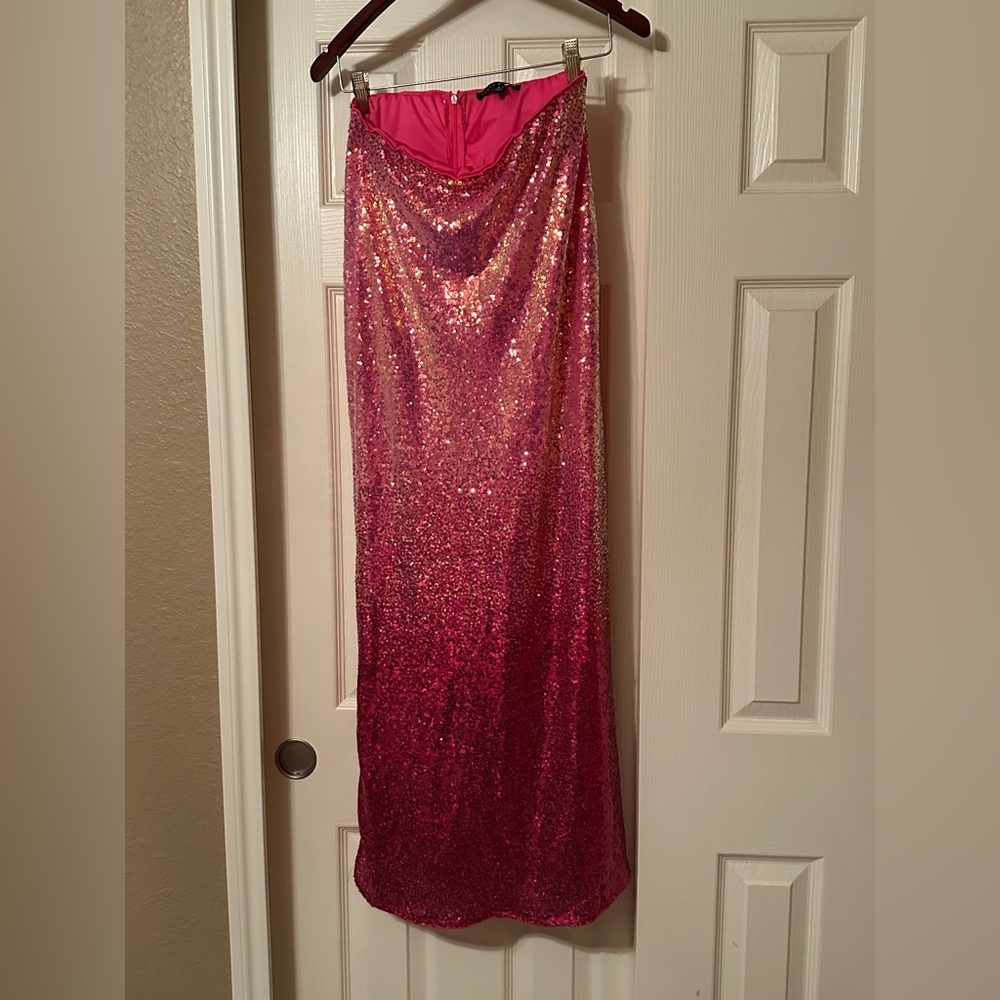 Haute Monde Glittering Pink Maxi Skirt